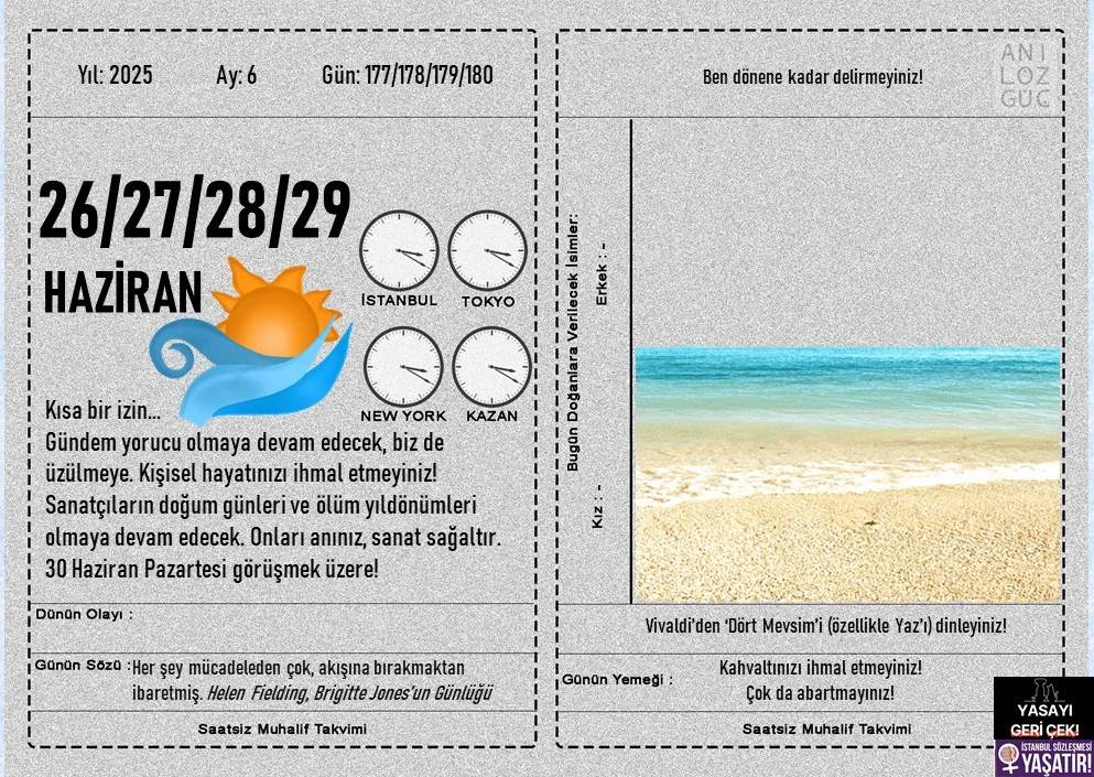 Muhalif Takvimi'ne kısa bir tatil arası... 1